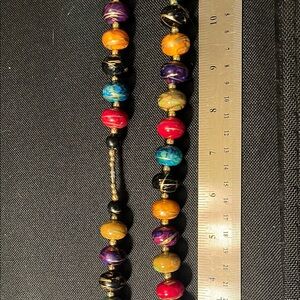 Vintage hand painted colorful beaded necklace